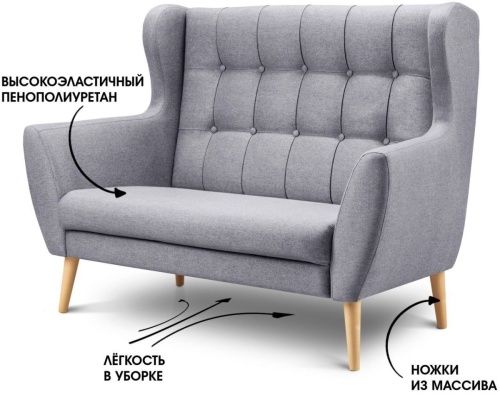 Диван прямой нераскладной Фиджи серая рогожка  5